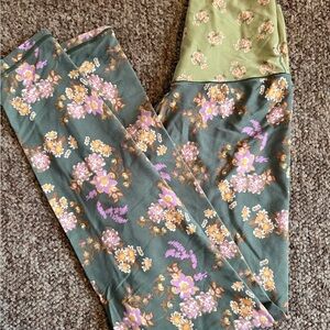 Aerie Floral Track Pants - Green and Purple